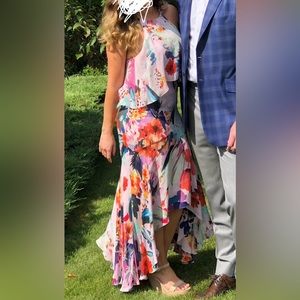 Parker Black Label Floral Satin Halter dress